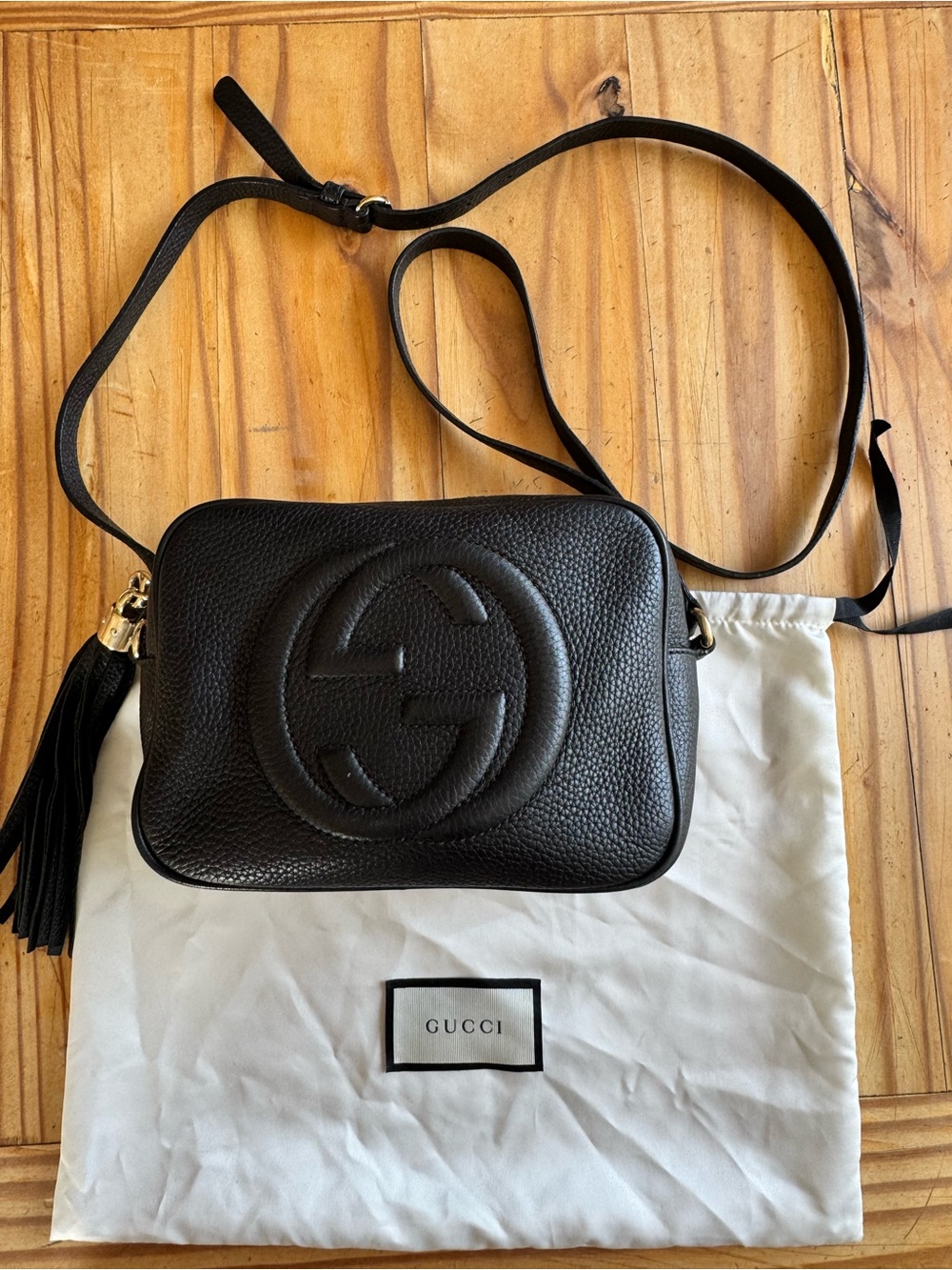 Gucci Soho Disco Black Leather Crossbody Bag + Dust Bag